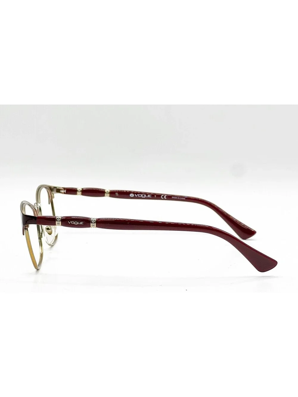 Vogue VO 3987-B 986 Top Bordeaux Pale Gold Cat Eye Eyeglass Frames 52-16